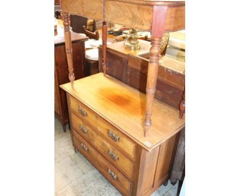 A side table, a chest of drawers and an Edwardian side cabinet