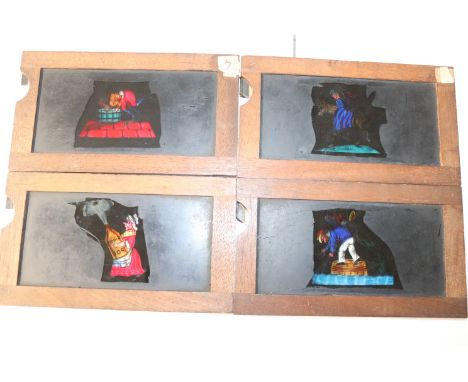 Collection of Magic Lantern slides. To include; nine long rectangular slides; wild animals, Noah's Ark, Gladiators, Crucifixi