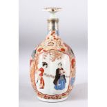 A JAPANESE EDO / MEIJI PERIOD KUTANI PORCELAIN BOTTLE & STOPPER - the neck with a white metal