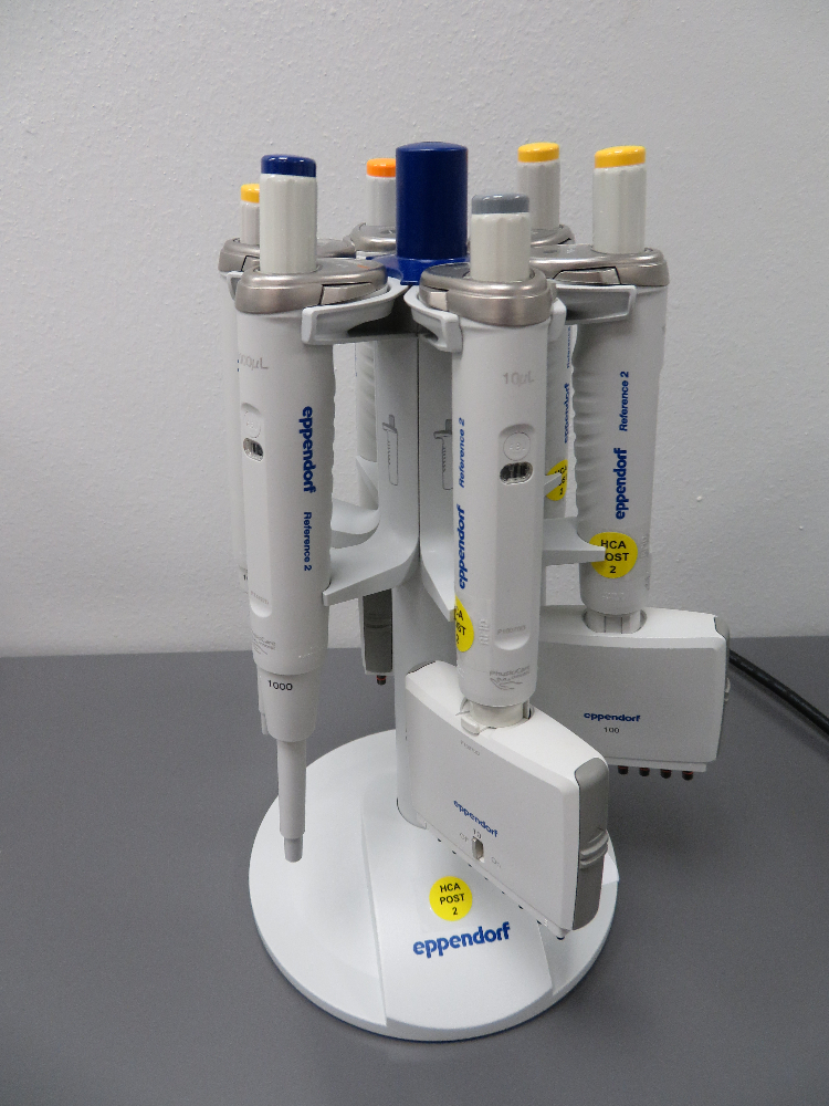 Eppendorf pipettes on carousel (3) 8 channel multichannel pipettes