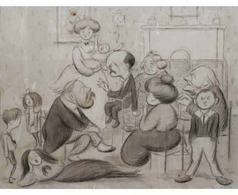 MAX BEERBOHM (1872-1956) 'Mr J.M. Barrie in a nursery - telling a story about a little boy who wished - oh, how he did wish! 