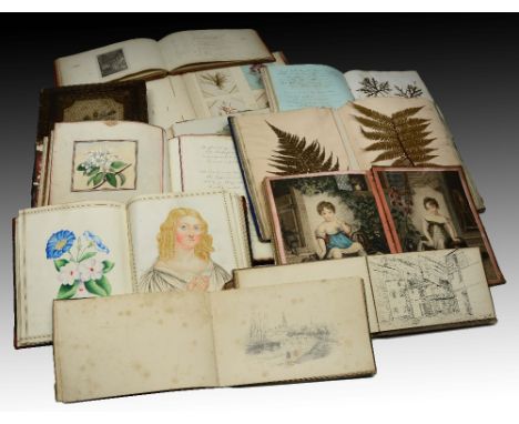 A COLLECTION OF 19th Century SKETCH BOOKS some architectural and some botanical with plant pressings. (11).