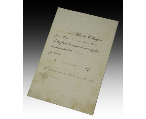 A PRINTED AND MANUSCRIPT INVITATION  in French dated 1817 from The Duke of Wellington to Capitaine et Mde Shepherd, 18.5 x 12