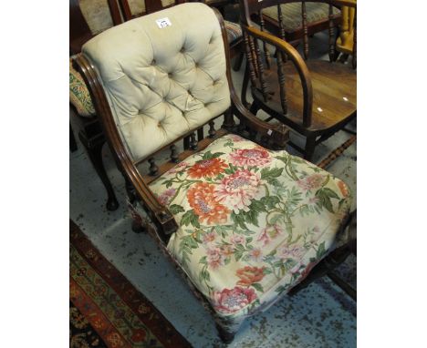 Late 19th/early 20th Century mahogany upholstered button back nursing chair. (B.P. 24% incl. VAT)