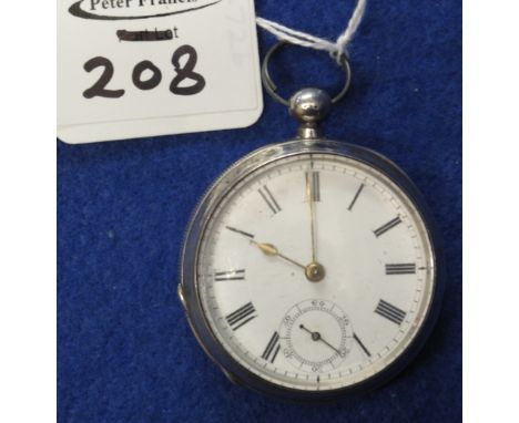 Gentleman's silver pocket watch, Birmingham hallmarks, with seconds subsidiary dial.(B.P. 24% incl. VAT)   CONDITION REPORT: 