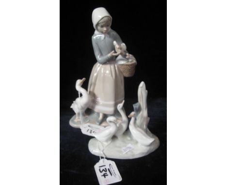 Nao Spanish geese group together with Lladro Lady and geese. (2)(B.P. 24% incl. VAT)