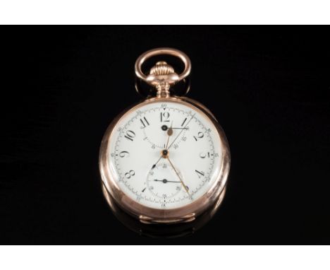 Lechner Jozsef, Budapest, a pocket and stop watch: the white enamel dial with black Arabic numerals and subsidiary seconds di