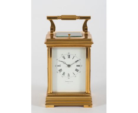 A late Victorian French carriage clock: the eight-day duration movement striking the hours and half hours on a gong with push