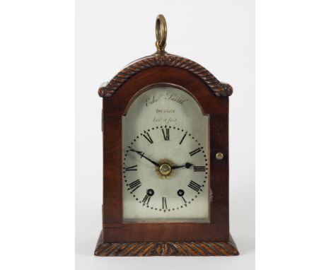 Edward Smith, Dublin: a small mahogany bracket clock having a three day duration timepiece movement with an anchor escapement