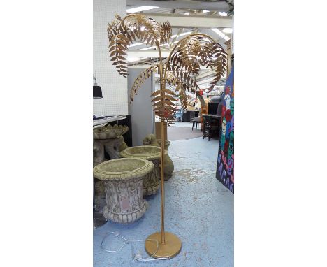 MAISON JANSEN STYLE FLOOR LAMP, gilt finish, 185cm H.