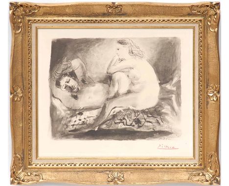 PABLO PICASSO 'Le Dormeur', 1975, hand coloured Pochoir and lithograph, plate signed, edition: 2000, stamped signature, numbe