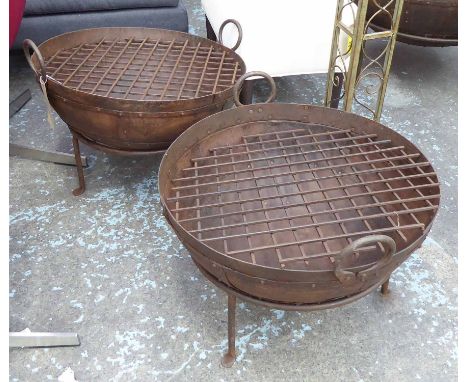 KADAI FIRE BOWLS, a pair, vintage Indian style. (2)