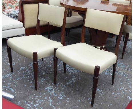 DINING CHAIRS, a set of six, vintage 1950's Italian, with cream back and seats. (6)