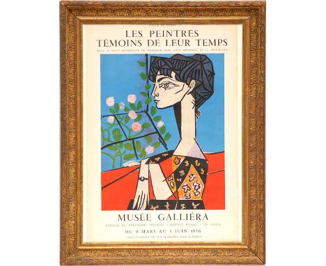 PABLO PICASSO 'Jacqueline with Flowers', after the painting of Jacqueline Roque, par Mourlot rare original lithographic poste