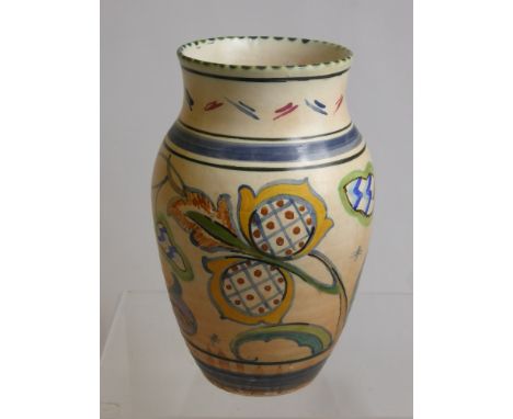 A Collard Honiton Ceramic Vase, hand painted with floral design, approx  25 cms high.
