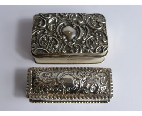 Two Silver Hallmark Trinket Boxes, the first Chester hallmark dated 1902 mm GNHH the other Birmingham hallmark dated 1900 mm 