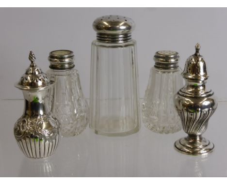 A Collection of Miscellaneous Silver Condiments, including Mother of Pearl salts, peppers and sugar caster, approx wt 100 gms