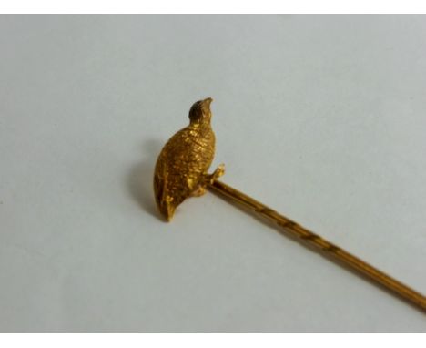 A Gentleman's 15 ct Gold and Diamond Tie Pin, fashioned in the form of a partridge.