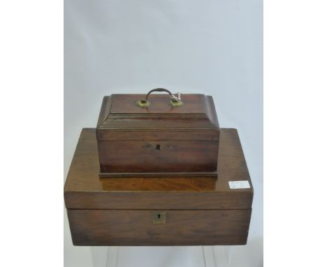 Three Wooden Stationery Boxes, of various sizes together with a Georgian tea caddy approx 23 x 10 cms.