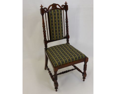 A 19th Century Victorian Rosewood Child's Chair, with turned supports, stretchers and legs, with woven tapestry back rest and