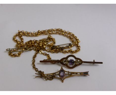 A Collection of Miscellaneous Jewellery, including 9 K yellow gold necklace, approx 45 cms, approx wt 4.5 gms, together with 