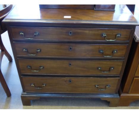 An Antique Mahogany Chest of Drawers, four graduated drawers with brass swan neck handles, on bracket feet, approx 77 x 42 x 