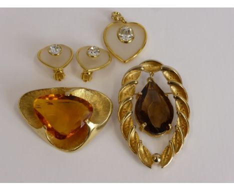 A Collection of Miscellaneous Costume Jewellery, including watches, brooches, Gucci key ring, Ken Lane brooches, bangle and r