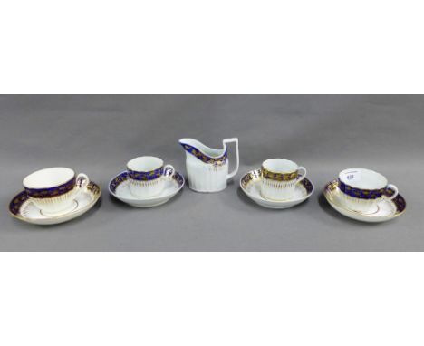 Quantity of English blue and white fluted coffee cups, tea cups, saucers and cream jug etc., (35) 