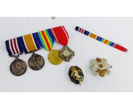 WWI medal group awarded to J.L Tweedie Highland Light Infantry, 32500 to include a George V Bravery in the Field medal, War a