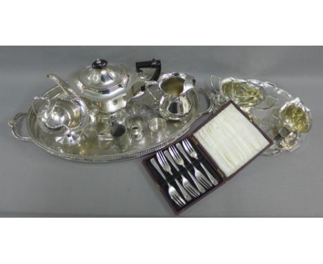 Quantity of Epns wares to include a tea set, tray, pasty forks etc., (a lot) 