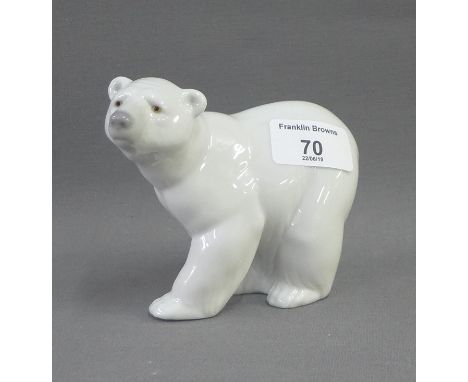 Lladro porcelain white glazed polar bear with printed backstamps, 10cm high 