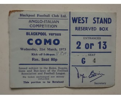 Rare ticket, small stain on top edge
