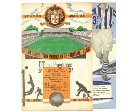 First Division fixtures 1954-55.
At Wolves October 23rd, 1954. Staple removed, otherwise very good.
At Albion March 16th, 195