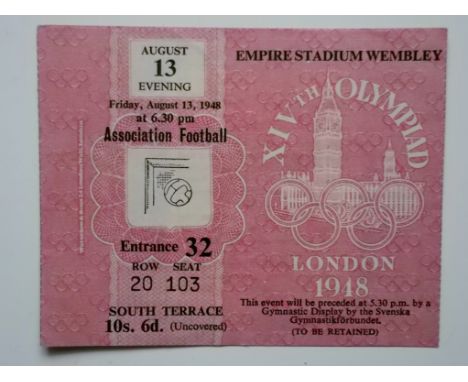 Rare ticket for the 1948 Olympic Final of the Football. Sweden beat Yugoslavia 3-1