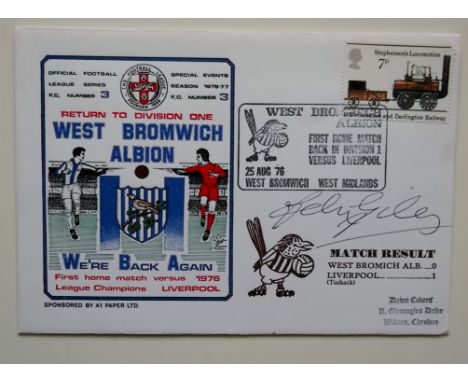 Rare cover issued in 1976 to mark Albions first game back in Div 1 v Liverpool - Hand signed by Johnny Giles