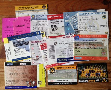 40 Newport County home and away match tickets from first season back in the league 2013 -2014&nbsp;Includes Directors Box Acc