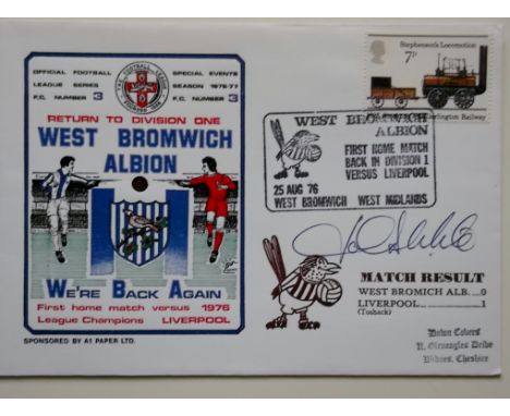 Rare cover issued in 1976 to mark Albions first game back in Div 1 v Liverpool - Hand signed by John Wile