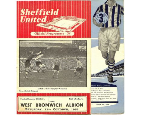 
At Sheffield October 17th, 1953. Rusty staple, otherwise very good.
At Albion March 6th, 1954. Rusty staples/marks plus team