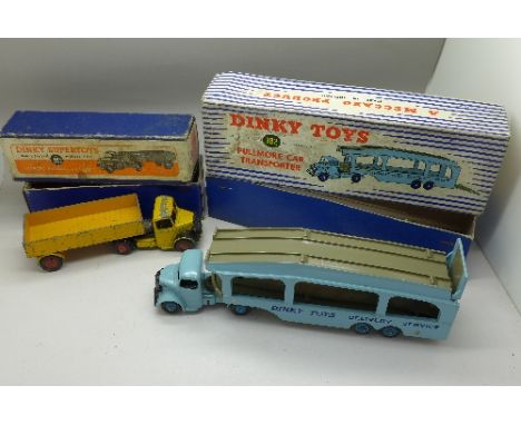 A Dinky Toys 982 Pullmore Car Transporter and a Dinky Supertoys 521 Bedford Articulated Lorry, boxed