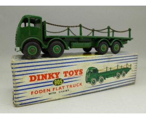 A Dinky Toys 905 Foden Flat Truck with chains, boxed