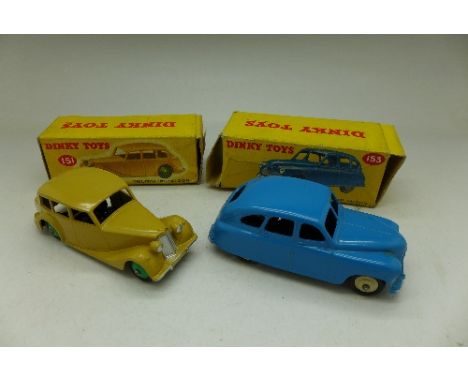 Two Dinky Toys; 151 Triumph 1800 Saloon and 153 Standard Vanguard Saloon, boxed