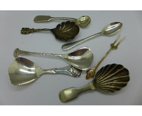 An Arts and Crafts caddy spoon, etc.