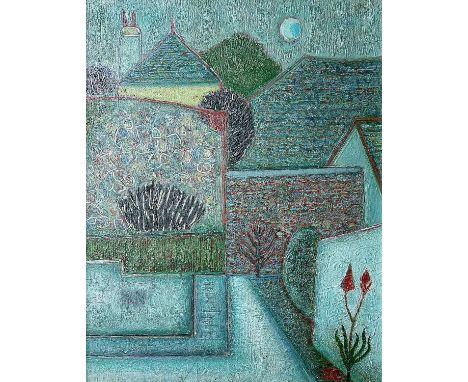 John CHRISTOPHERSON (1921-1996) Trezion From Academy Terrace, St Ives, 1984 Oil on boardInitialledSigned and with inscribed a