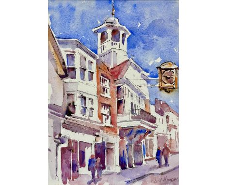 Paul HOARE (XX-XXI) Town Clock Watercolour, signed, 31 x 22cm.