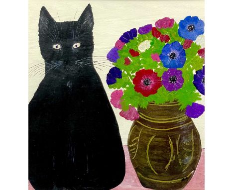 Michael «Mouse» ROBERTS (1948) Elizabeth & Anemones in Cardew Pot, 1998  Acrylic on paperInitialled and datedSigned and inscr