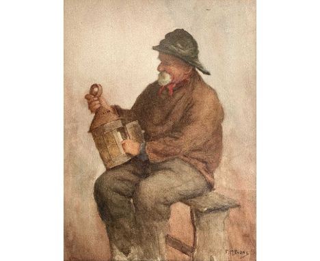 Fred McNamara EVANS (1859-c.1929) Fisherman Preparing a Lantern Watercolour, signed, 33.5x25cmThis watercolour has not been e