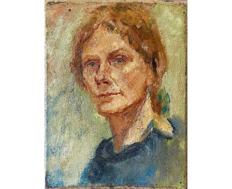 Mabel REYNOLDS (St Agnes school) Self portrait Oil on board, 40x30cm,With Viv Hendra