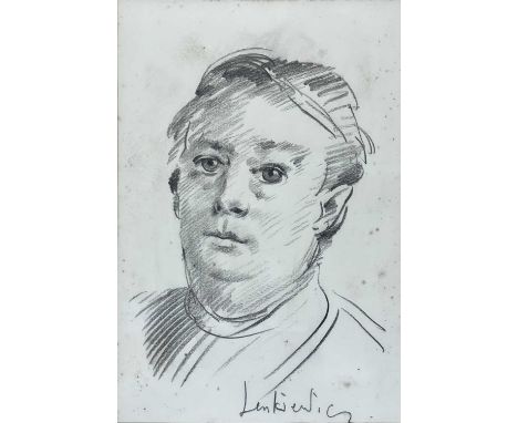 Robert Oscar LENKIEWICZ (1941-2002) Portrait Pencil drawing, signed, 34x23cm