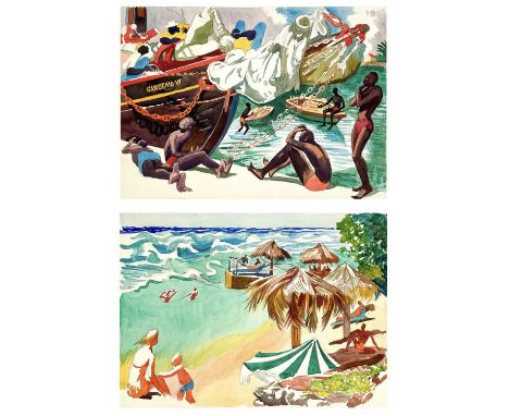 Clare WHITE (1903-1997) Two works The Gardenia, BarbadosWatercolour, 37.5 x 52cmandClare WHITE (1903-1997)Warm and windy day 