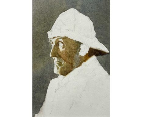 Ralph TODD (1856-1932) Portrait of a Fisherman (incomplete) Watercolour, 24 x 16cm.